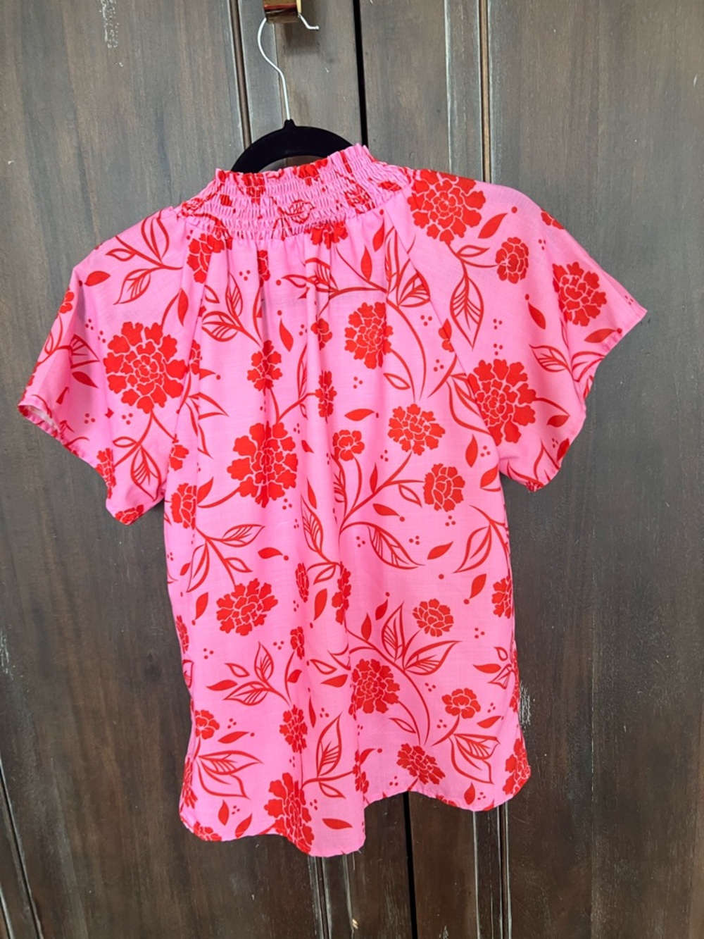 THML Pink Top with Red Floral Accents - Picture 3 of 3